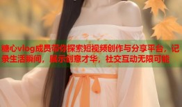 糖心vlog成员带你探索短视频创作与分享平台，记录生活瞬间，展示创意才华，社交互动无限可能
